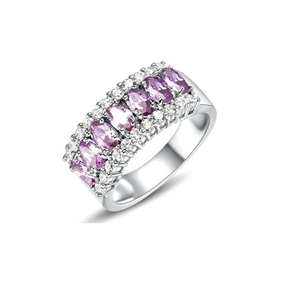 Jewelry - Gorgeous Amethyst Crystal Silver Wedding Ring
